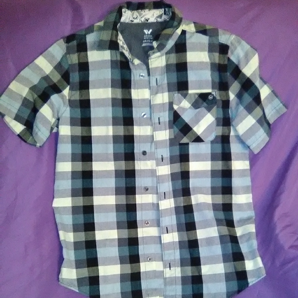 Shaun  White top  collared shirt button down plaid